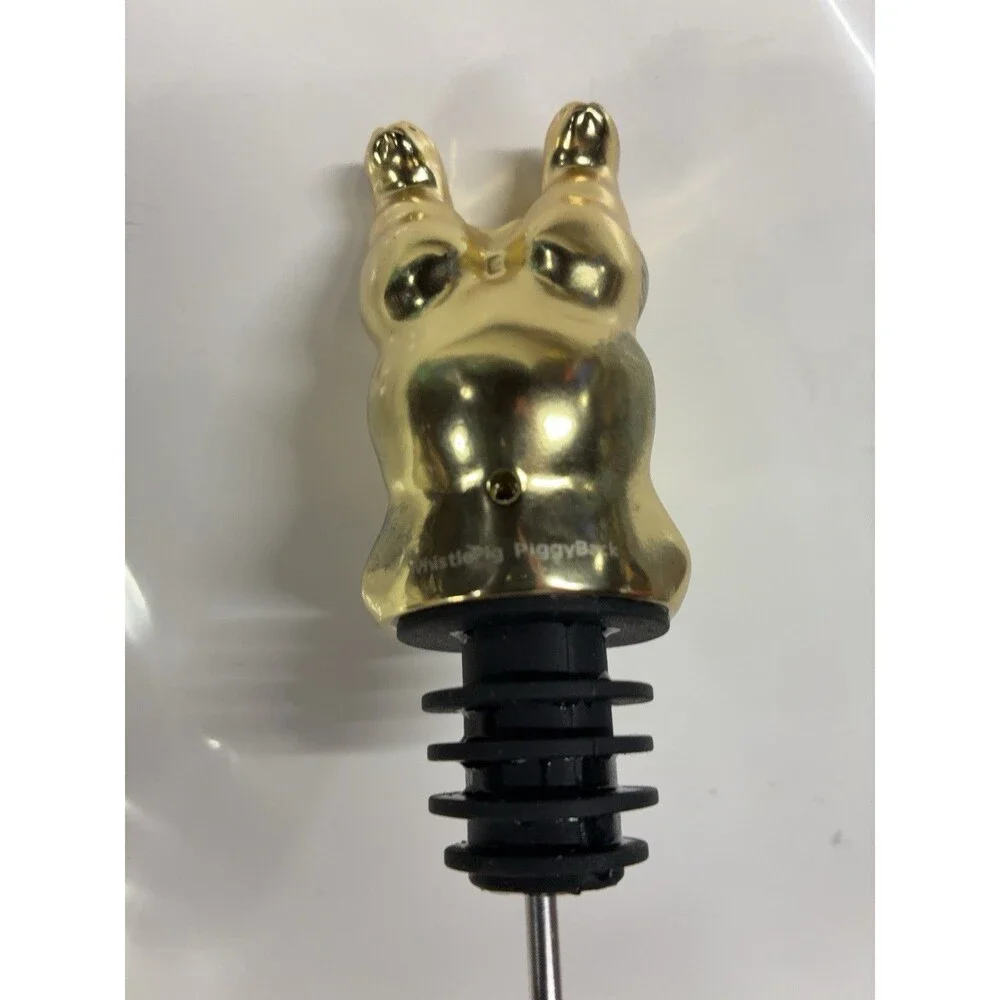 WhistlePig Bottoms Up Pig Bottle Pourer Pour Spout Gold/Black Metal Rubber